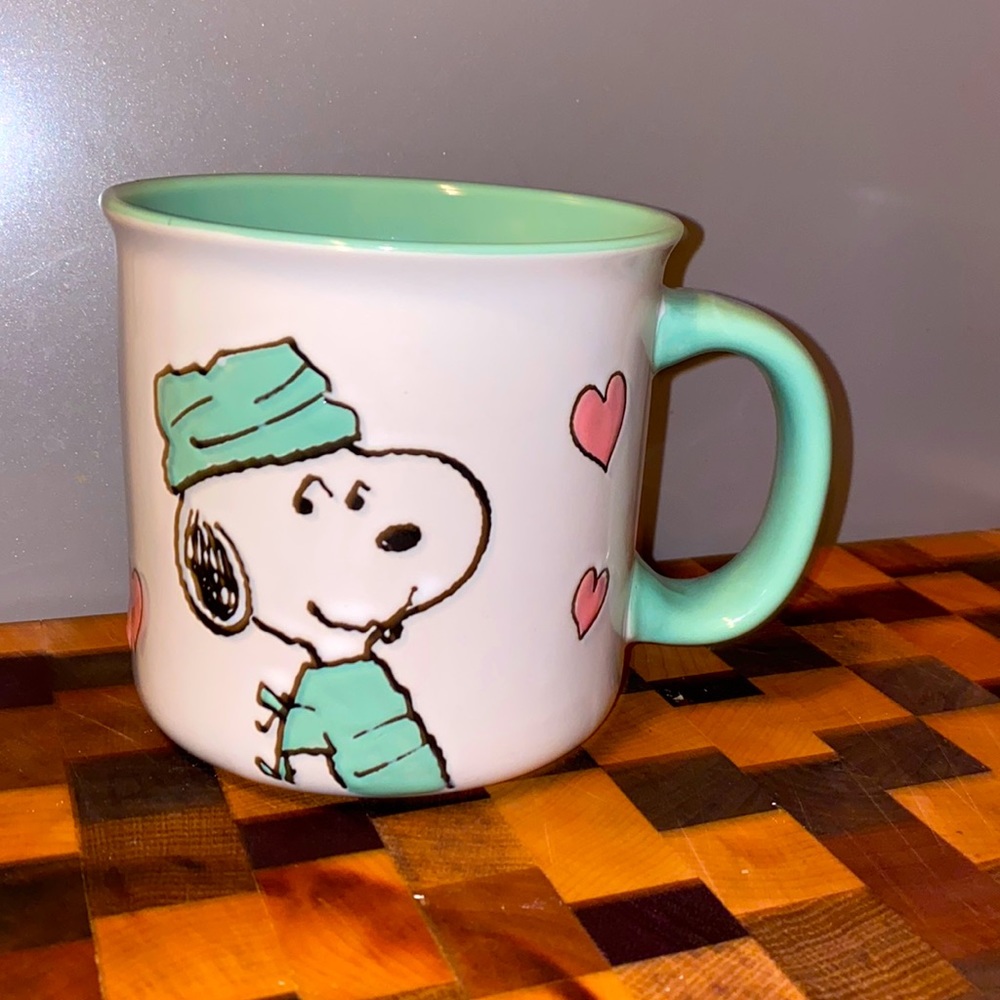 SNOOPY - Thank You MUG - TEAL INSIDE